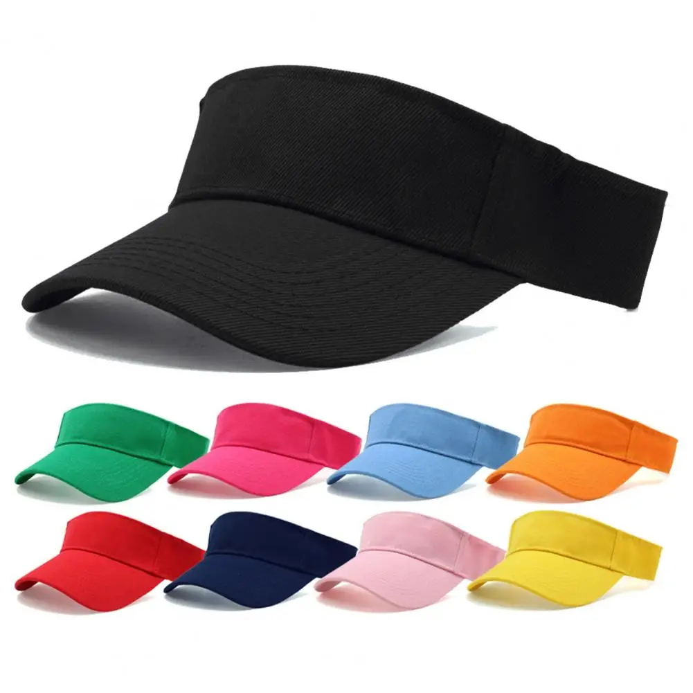 Summer Sun Hat Open Top Visor Hat Extended Curved Brim UV Protection Hat Adjustable Elastic Band Hats for Tennis Golf Running