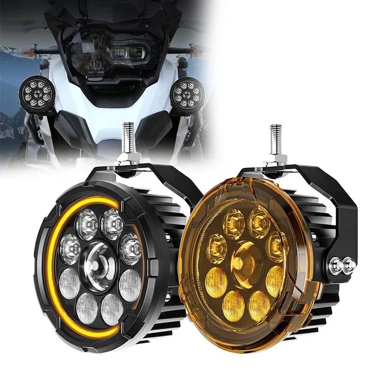 Universal Motorcycle Auxiliary Fog Lights High Low Beam Amber DRL Led Spot Lights For BMW R 1200 1250 GS LC Adventure 2014-2018