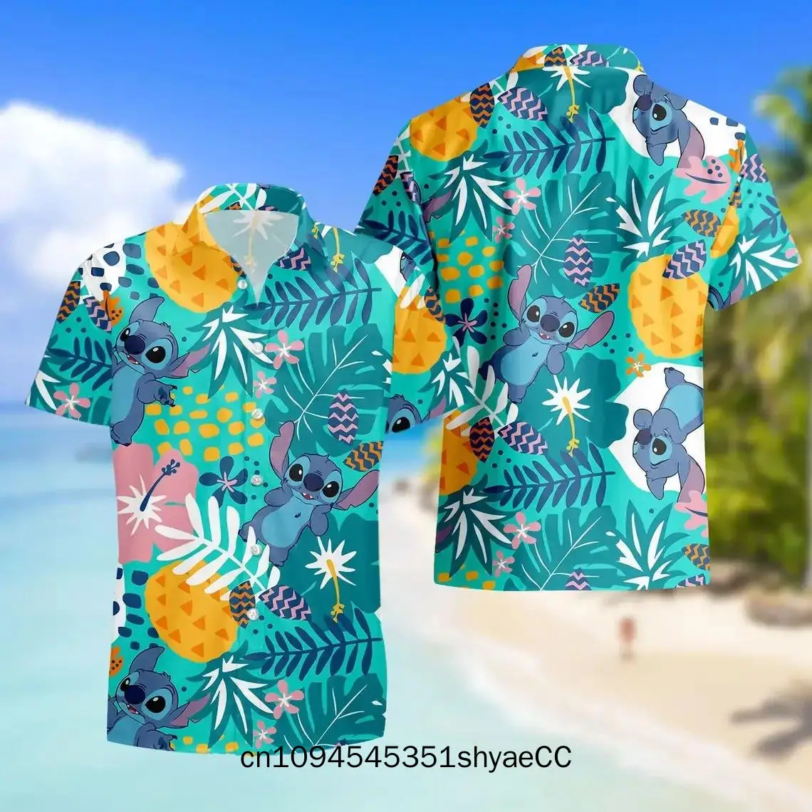 Stitch Hawaiian Shirts Summer Fashion Short Sleeve Men Women Casual Beach Disney
