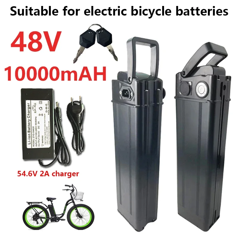 Silver fish 48V 10Ah 18650 lithium-ion battery pack, electric battery replaceable, external battery 250W-1500W