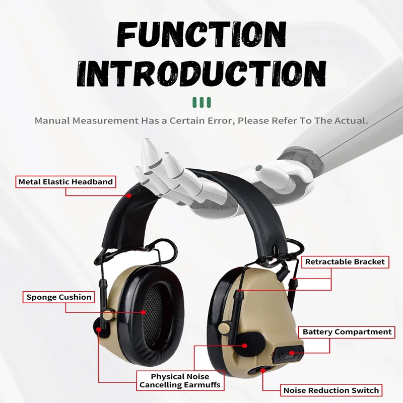 سماعة رأس تكتيكية كومتا 3 لاقط نشط وإلغاء الضوضاء وحماية السمع Airsoft اتصالات الصيد الخارجية متعددة الوظائف #2