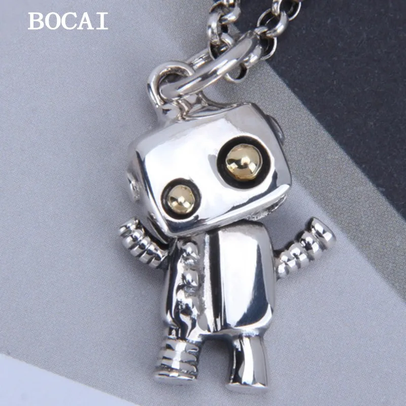 

BOCAI New S925 Pure Silver Retro Personality Cute Cute Robot Doll Pendant Men's and Women's Gift Free Shipping