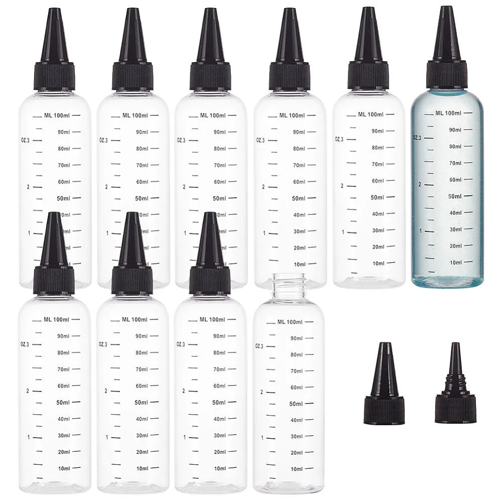 

10sets PET Squeeze Bottle Liqiud Bottle Column Black 3.9x14.5~14.7cm Capacity: 100ml(3.38 fl. oz)