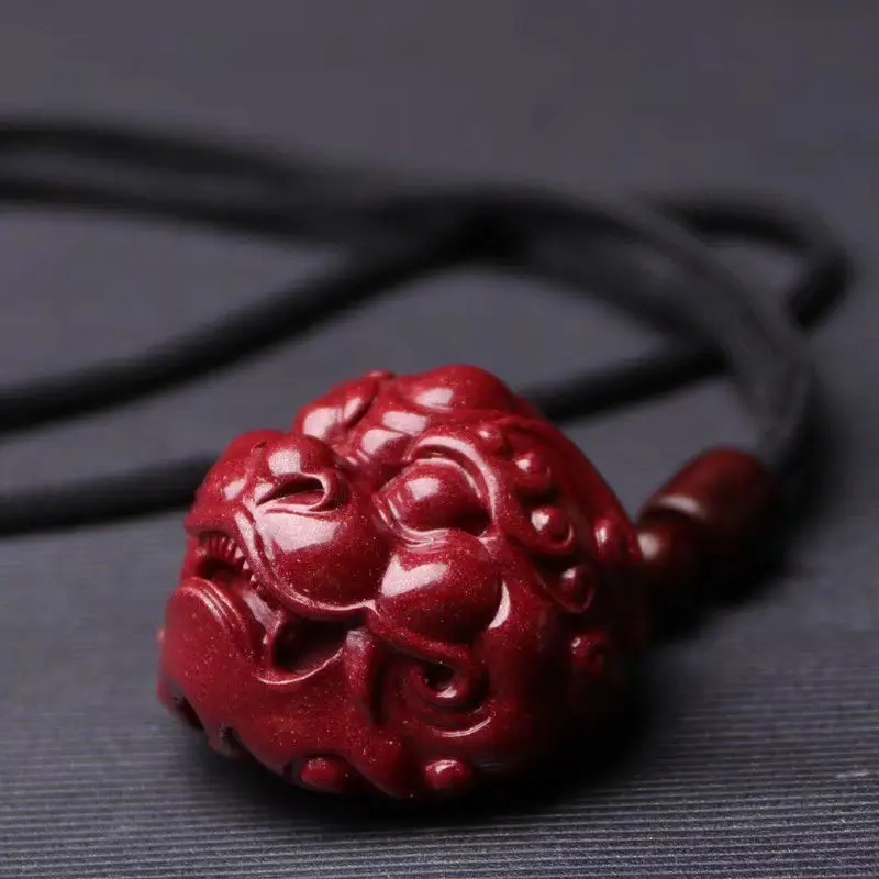 Natural Cinnabar Pi Xiu Pendant High-Content Raw Ore Purple Gold Sand Beast Head Nafu Wholesale