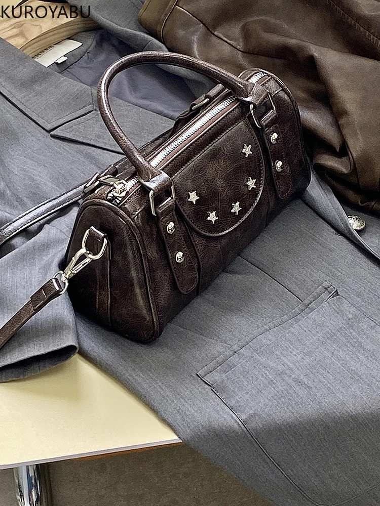 

2025 New Arrive Leather Women Boston Bag High Quality Shoulder Bags Crossbody Bag Retro Commute Handbags Ladies Small Tote Bag