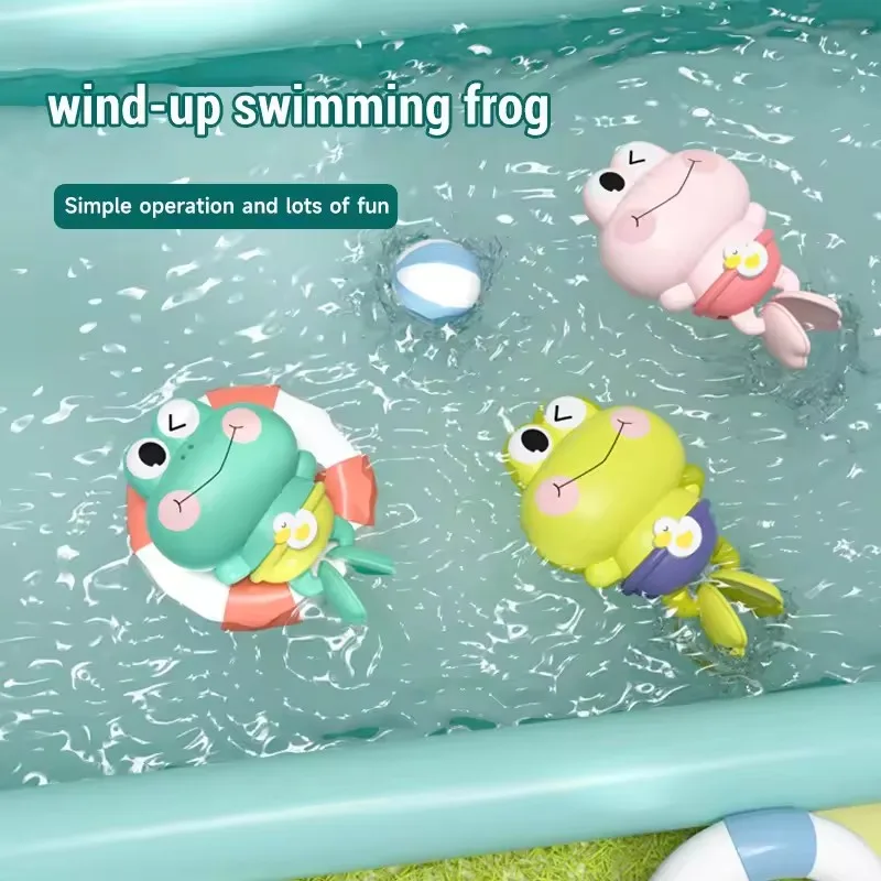 Baby Bath Toys Summertime Hot Item Clockwork Swimming Frog Water Game Toys Cartoon Animal Floating Toys Kids Clockwork Bath Toys