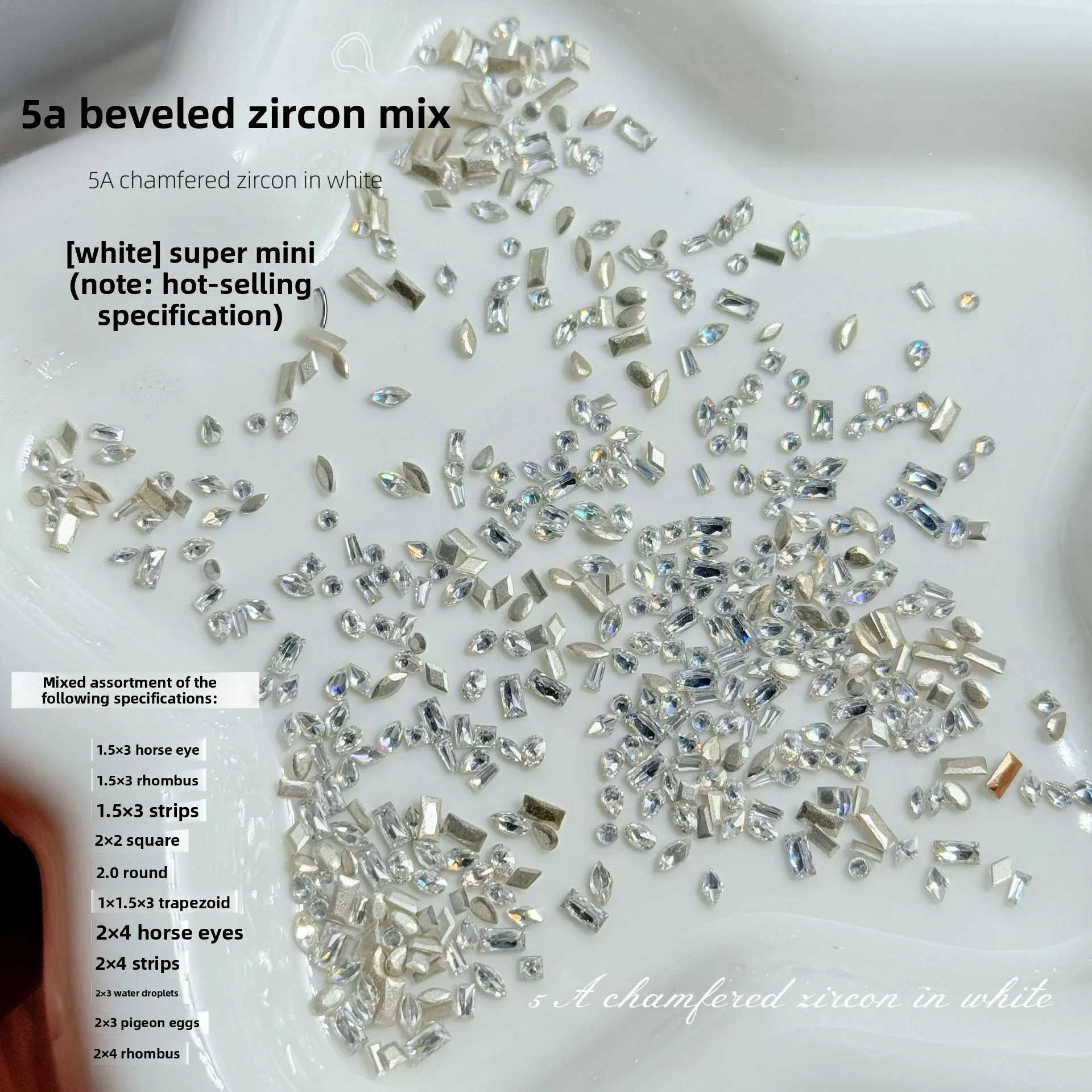 50 Stück gemischte Farben Zirkon-Nagelrhinestones, glänzende Mini-Nageldiamanten, Kristall-Nagelkunst-Dekoration, Nagelzubehör. – Detail 8