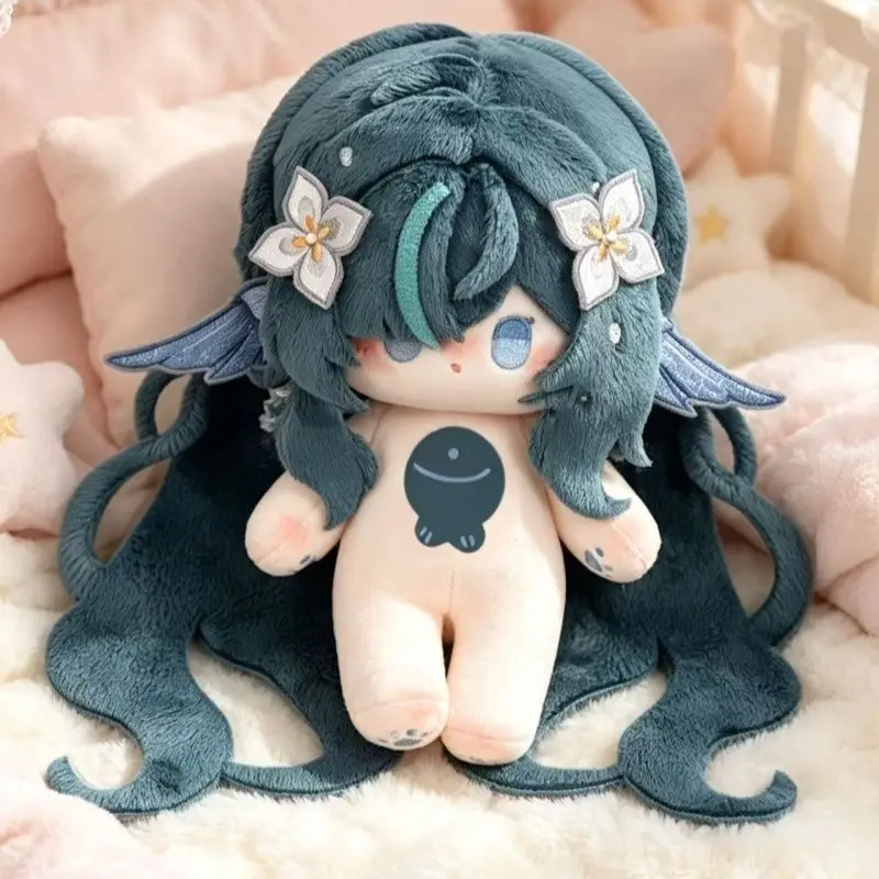 Latest 20cm Flexible With Skeleton Cosplay Genshin Impact Vodyanitsa Plush Toy Body Dress-up Cute Anime Game Figure Plushie Doll