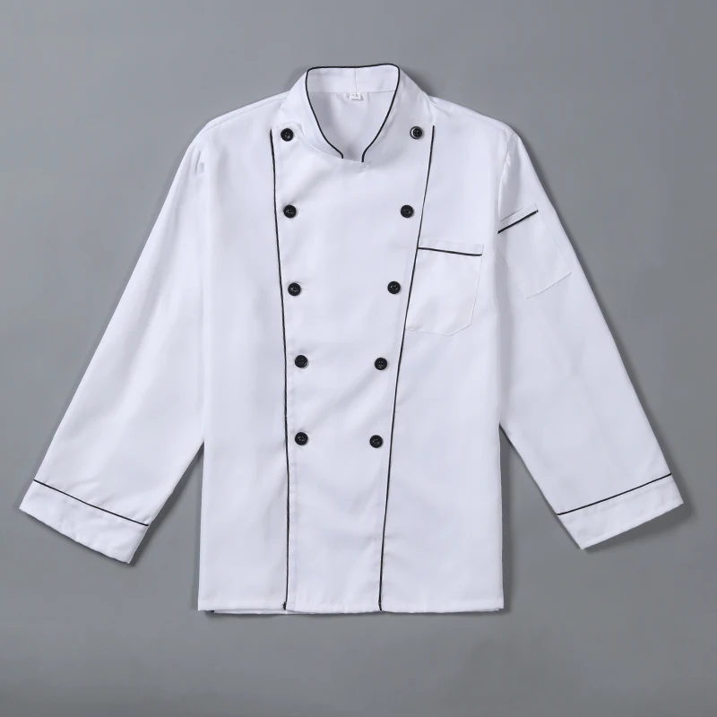 Uniforme de Chef de manga larga para hombres y mujeres, chaqueta de cocina para restaurante, hotel, cantina, después del uniforme de chef, transpirable