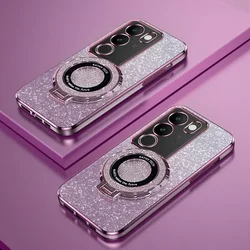 Plating Magnetic Ring Holder Phone Case for VIVO V40 Pro V30 V29 Pro Lite V30E V29E Y200i Y200 Y78 Y28 4G 5G TPU Protector Cover