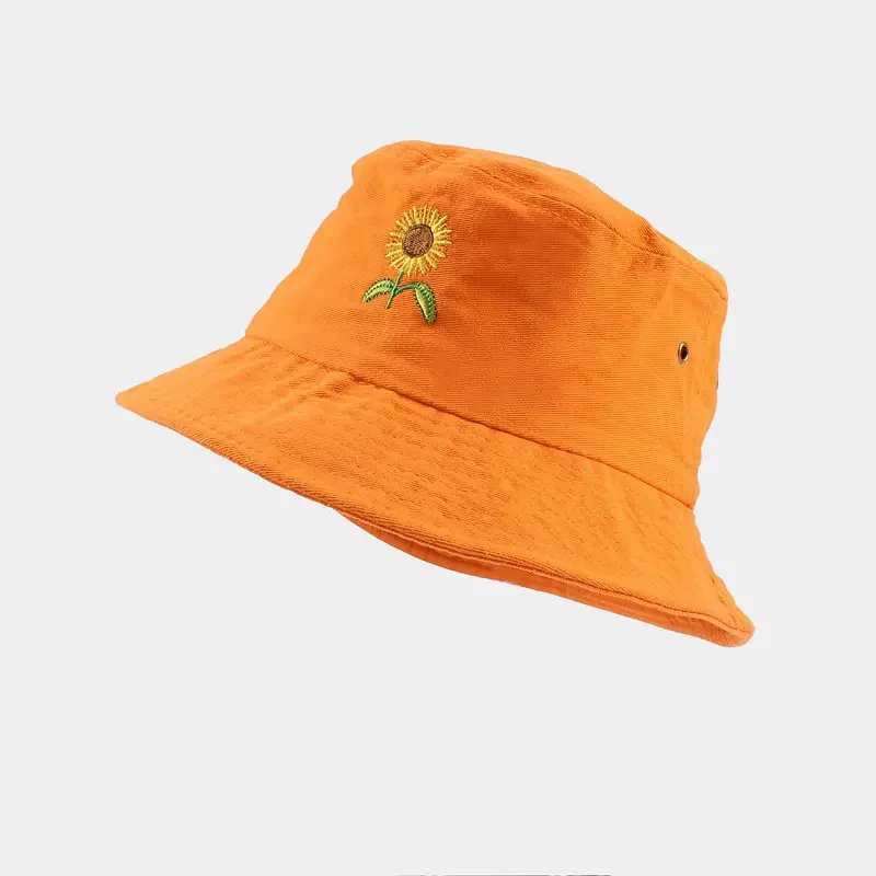 

Four Seasons Cotton Floral Embroidery Bucket Hat Fisherman Hat Outdoor Travel Hat Sun Cap Hats for Men and Women 90