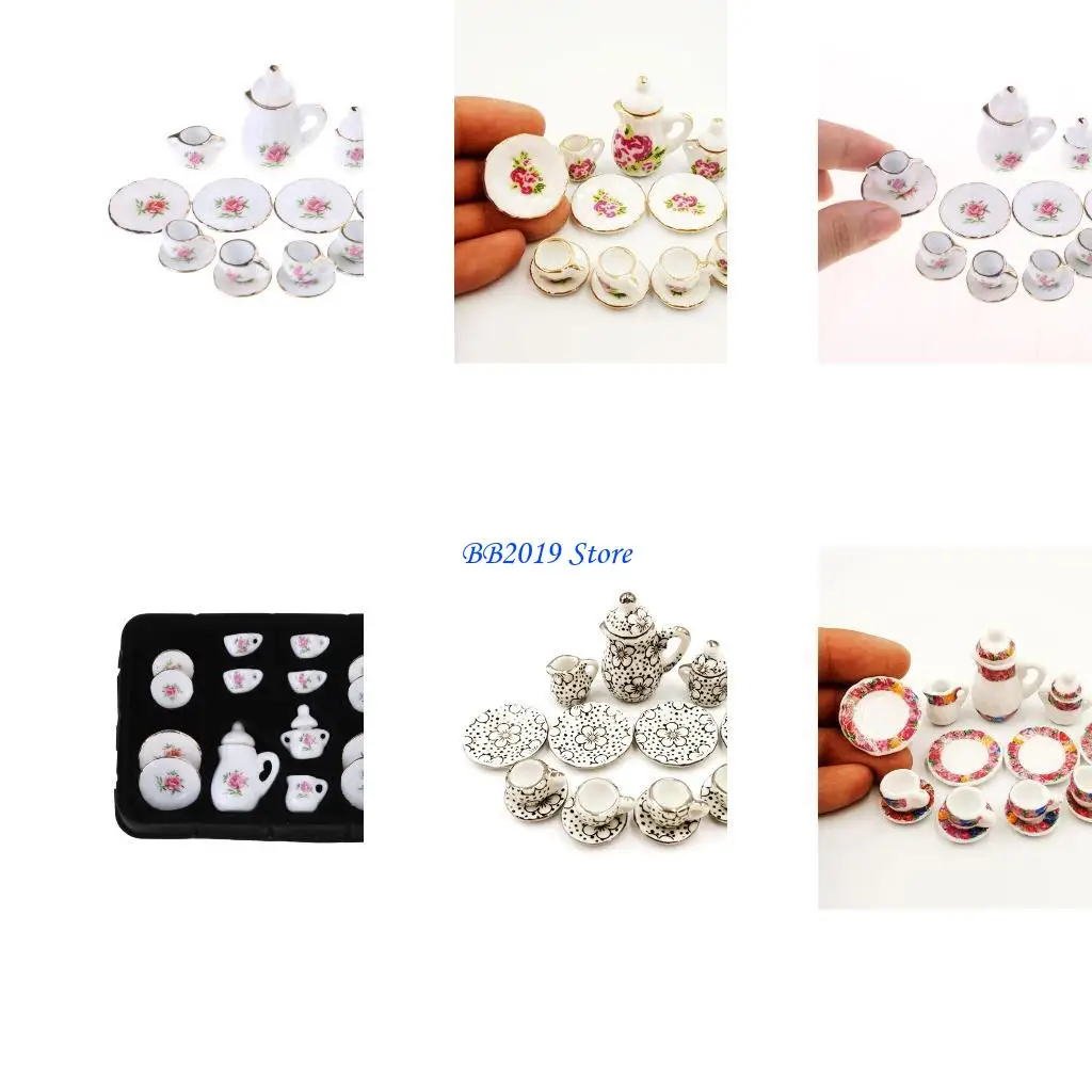 Q0kbミニアフタヌーンティーモデルリアルなコーヒーカップトレイティーンエイジャープレイハウス装飾