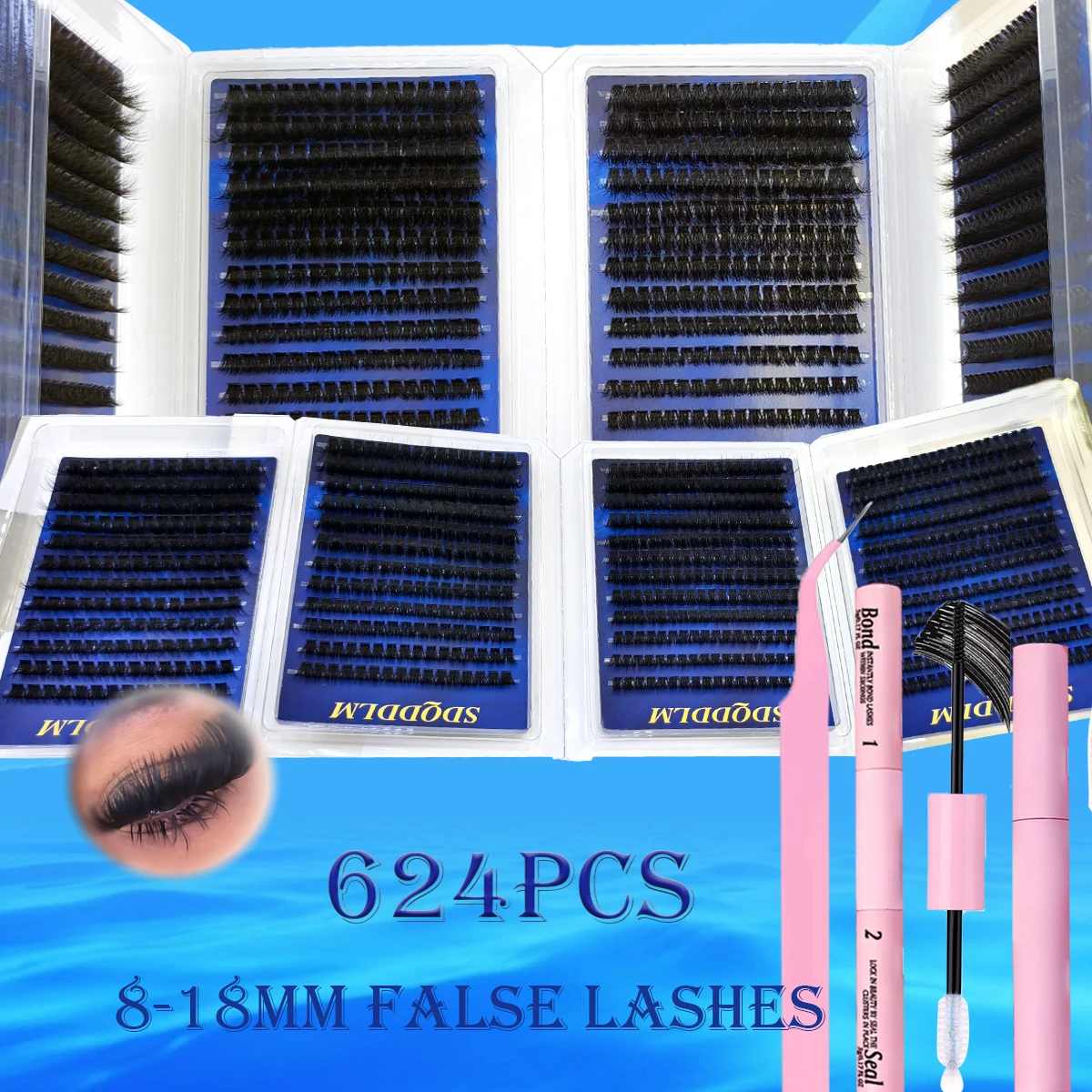 Neue 32-reihige 512 Cluster Mix Wimpern, Natürlicher Manga-Look, DIY-Set für Wimpernverlängerung, Wiederverwendbare Natürliche Wimpern – Detail 15