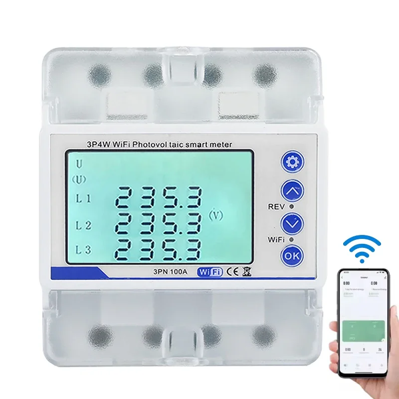 100A WiFi Photovoltaic Meter Three Phase Reclosure Switch Intelligent Reclosing Protector Overload Overvoltage Protector