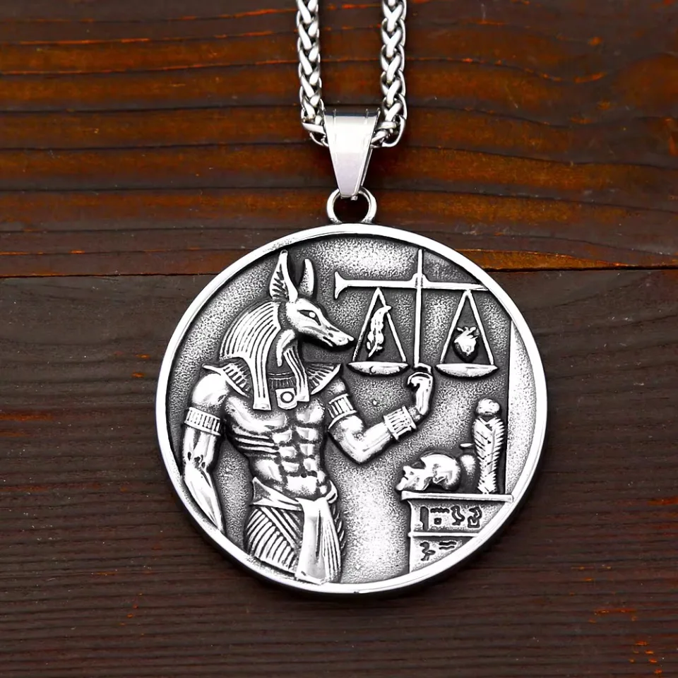 Vintage 316L Stainless Steel Egyptian Anubis Pendent Necklaces For Men Fashion Punk Mythology Amulet Jewelry Gifts Dropshipping