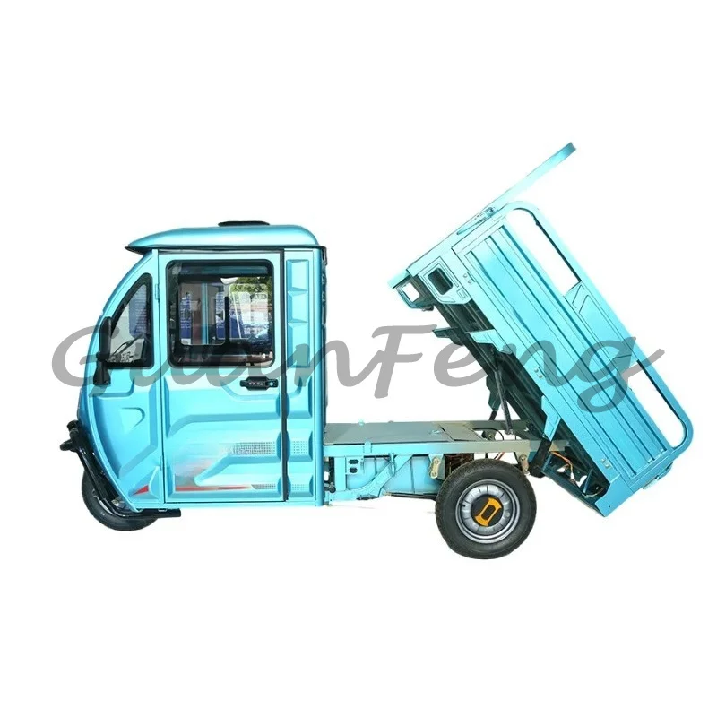 New Small Agricultural Three-wheeled Electric Pickup Tricycle, Closed Agricultural Transportation Tricycle