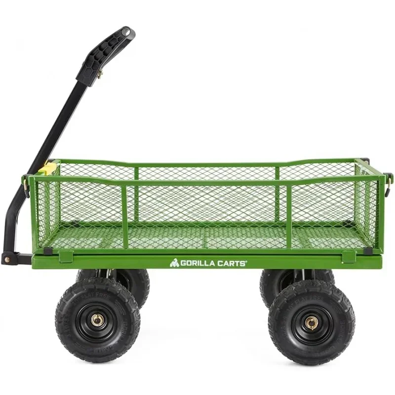 QWGorilla Carts 4 Cu. Steel Utility Cart with No-Flat Tires,Green (Amazon Exclusive)