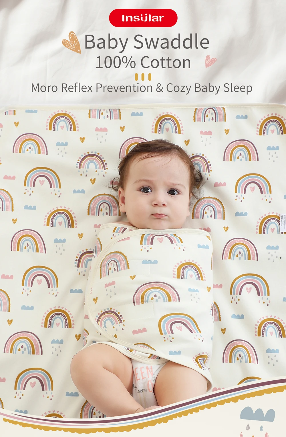 Bilayer Baby Wrap Decke Neugeborenen Baby Swaddle Krawatte Anti Startle Jump Decke Sommer Dünne Baumwolle Weiche Windel Ändern Decke – Detail 1