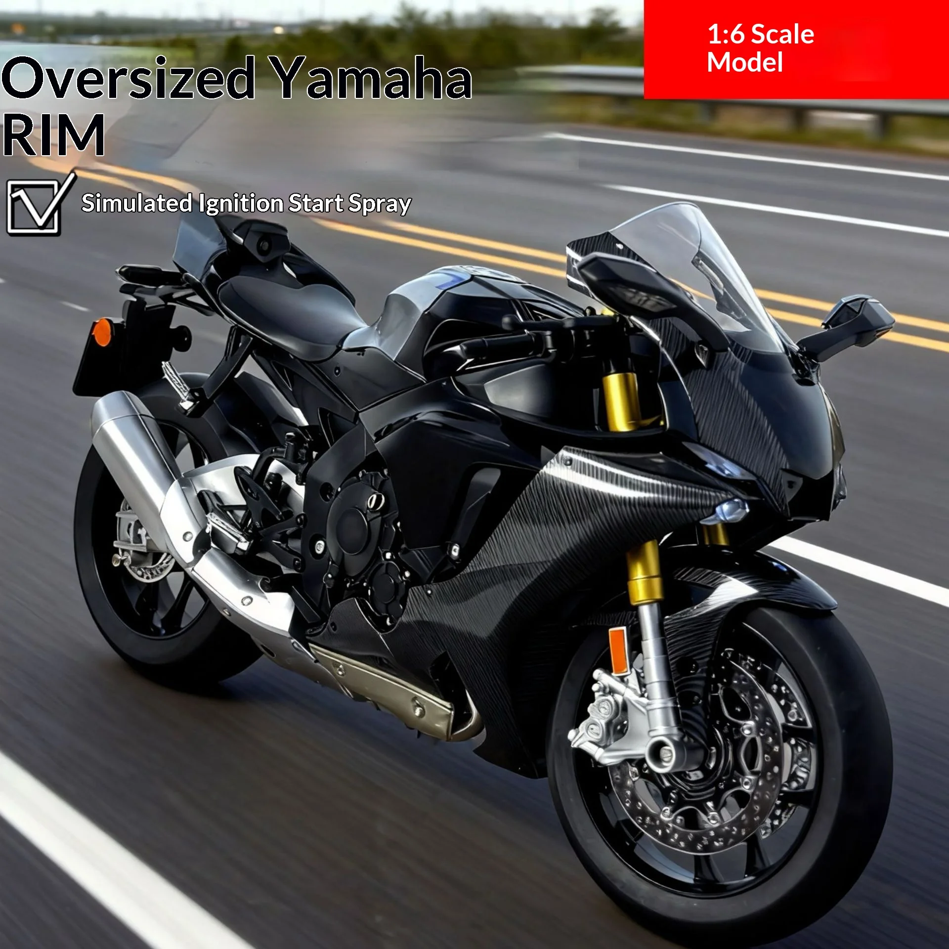 1:6 Oversize Yamaha R1M Alloy Die-cast Motorcycle with Ignition Start & Water Misting Effect, Collectible Display Piece