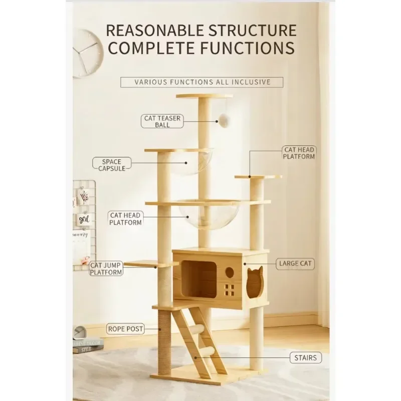 Luxury Cat Climbing Rack & Nest Cat Tree with Space Design cat scratching post accesorios para gatos товары для кошек pets