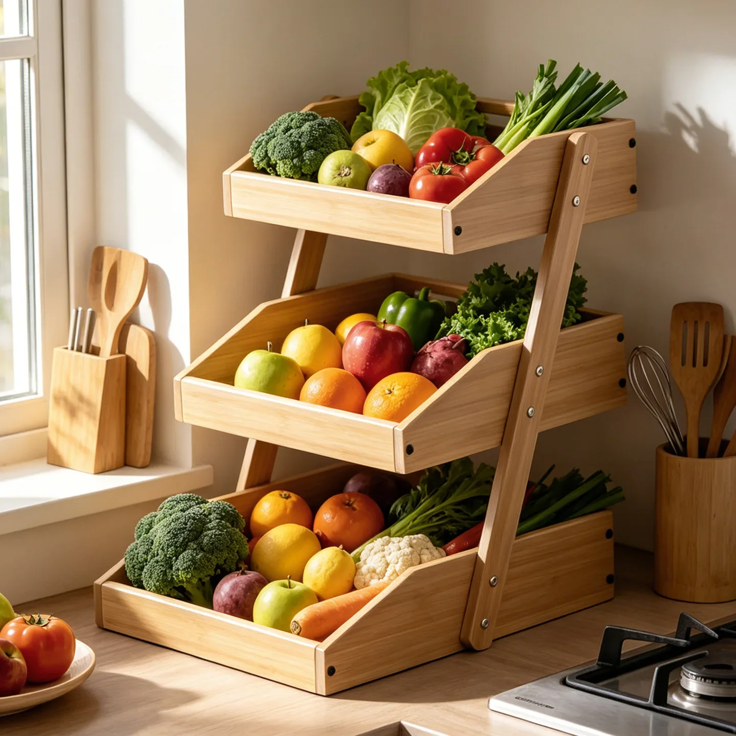 onion, ginger, garlic storage basket, kitchen multi-functional sundries frame, stove, vegetable shelf, storage basket