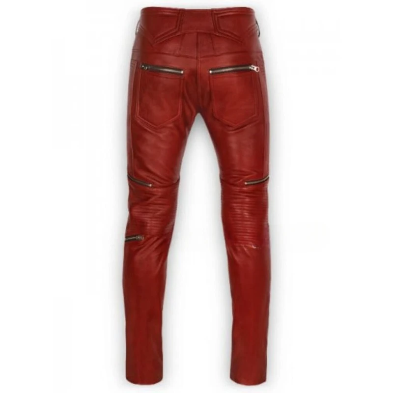 NEW Designer Men Genuine Lambskin Real Leather Pant Zip Fashionable Trouser