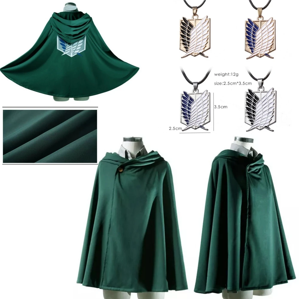 

Adult Attack on Titan Green Cloak For Men Women Kids Cosplay Costume Halloween Hooded Shawl Cape Scout Corps Outfit Costumes