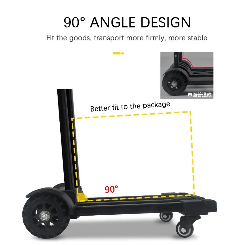 Troli lipat 4 roda tugas berat 60kg truk lipat Barrow Cart koper Travel keranjang belanja untuk penggunaan rumah portabel