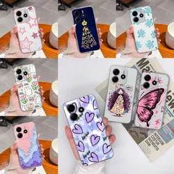Case For Xiaomi Redmi Note 14 5G 4G Love Heart Butterfly Transparent Shockproof Anti-Fingerprint Cover For redmi note 14 Funda