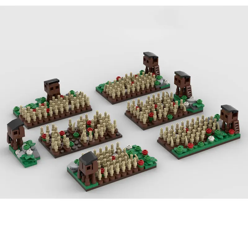 MOC Small Particle Assembly Building Blocks: Medieval Farm, Wheat Field, Castle Expansion Scene Model Toy Gift (636pcs) - view 5