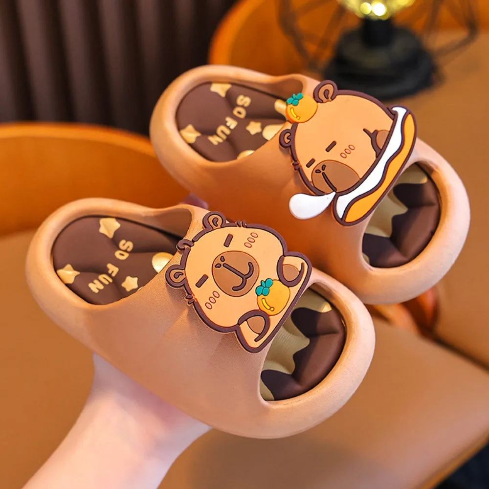 

Pool PVC Cute Capybara Slippers Anti-slip Soft Cartoon Animal Slippers Resilience Thickened Children's Bathroom Sandals Beach