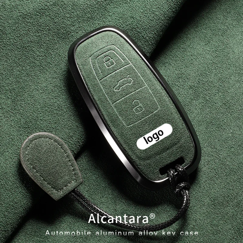 Alcantara suede Car Remote Key Case Cover Fob Shell For Audi Q8 RSQ8 A6 C8 S6 RS6 A7 S7 RS7 A3 8Y A8 D5 4N RS E-tron GT Q4 Q7 4M