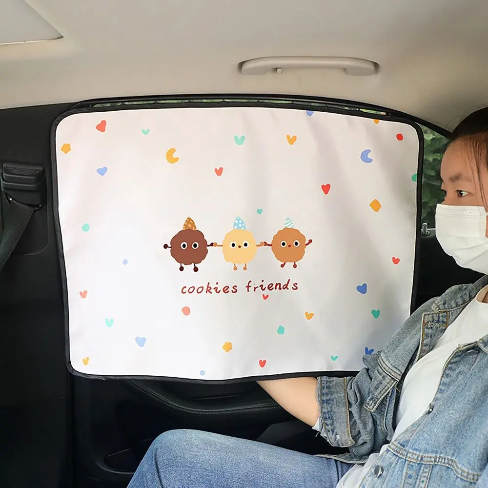 Embedded Rail Car Curtains Privacy Divider Love Bear Printed Auto Window Heat Insulation Car Insulated Sunscreens