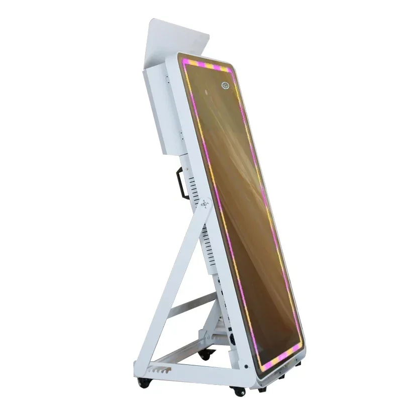 جديد الزفاف بالجملة المحمولة صورة شخصية مرآة سحرية كابينة تصوير فوتوبوث شاشة تعمل باللمس إطار led للمناسبات