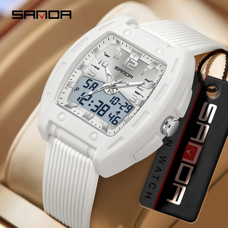 SANDA Top Brand Luxury Fashion Trend Men Quartz Wristwatch  Waterproof Luminous Double Calendar Casual Sport Student Watch