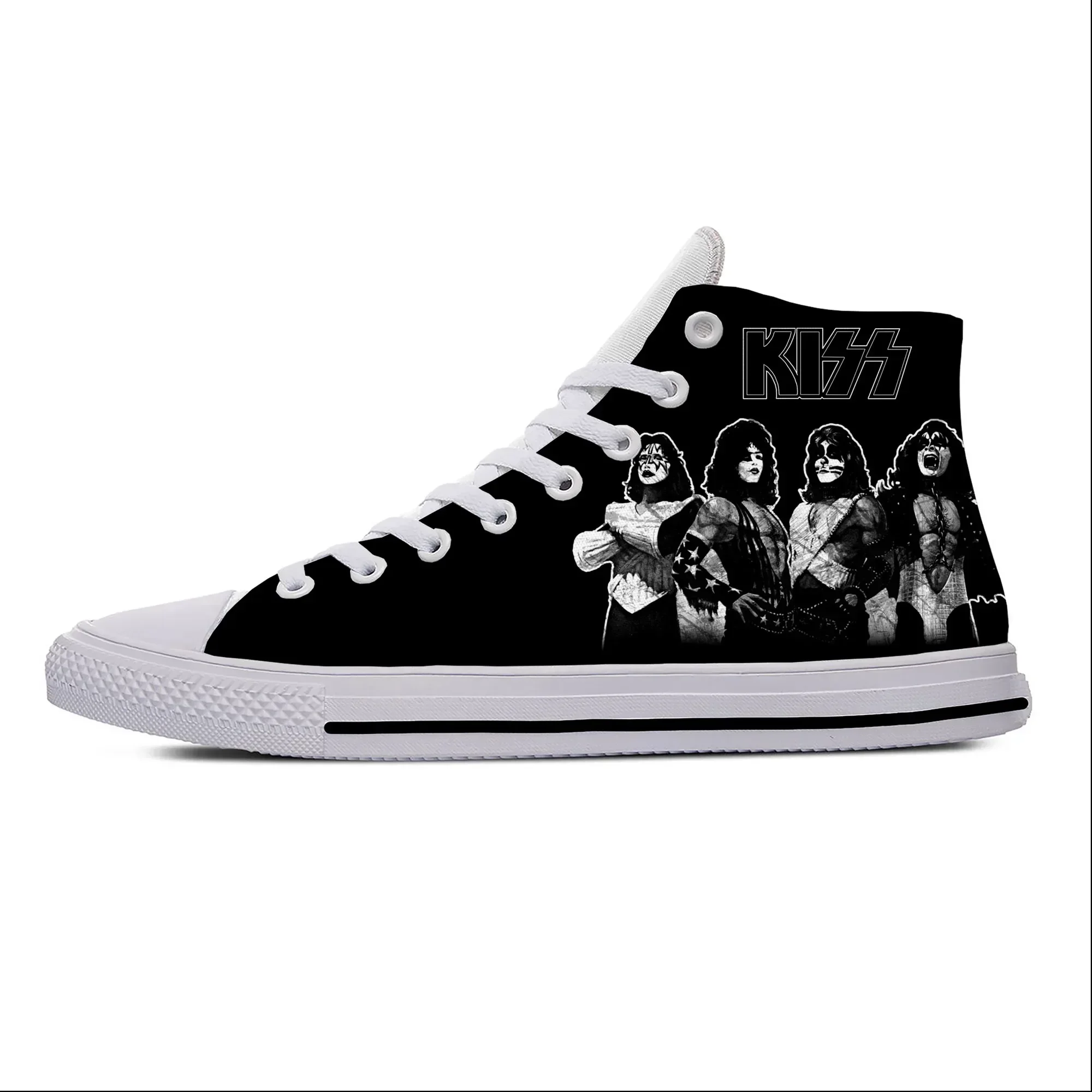 Heavy Metal Rock Band Kiss Music Fashion Funny Casual Cloth Shoes High Top Lightweight Breathable 3D Print Men Women Sneakers