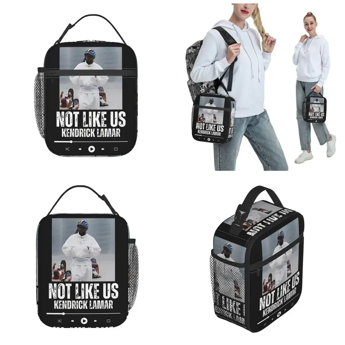 Kendrick Lamar Not Like Us Hip Hop Thermal Insulated Lunch Bags for Picnic Portable Food Bag Container Cooler Thermal Food Box