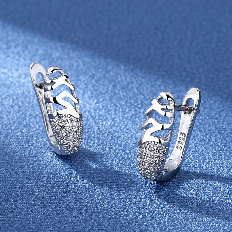 

925 Sterling Silver Earrings For Women Round Zircon Earrings Sparkling Party Wedding Jewelry Gift Accessories
