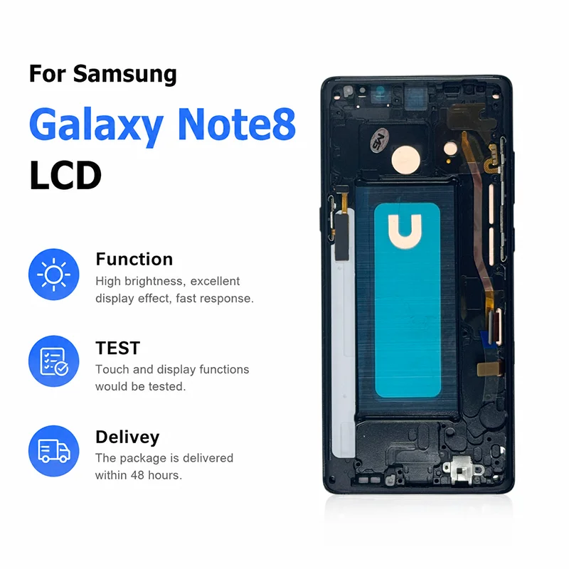High Quality TFT For Samsung Galaxy Note 8 Display Touch Screen Digitizer For SM-N950F SM-N950U With Frame Replacement Parts