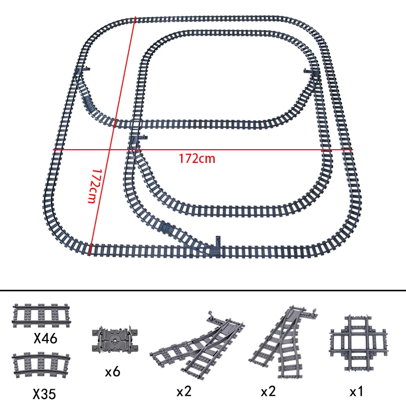 

MOC Creative Expert Ideas City Train 92pcs Tracks Single Slip Switch Crossings Rails Bricks Building Blocks DIY Toys kids gifts