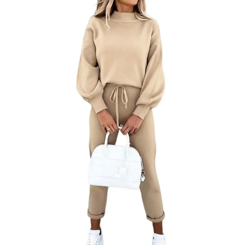 Elegant Pant Sets For Women Warm Sweatshirts Long Pants Fashion Two Piece Sets Ladies Lace Up Sweatshirt Suits ensemble femme