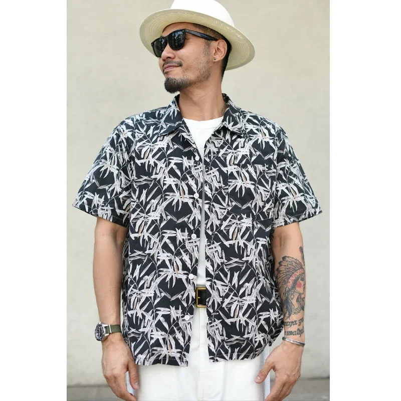 Sauce Zhan Aloha Shirt Hawaiian Shirt Men Summer Short Sleeve Cusual Shirt Sunshine Beach Stree Leaf Print