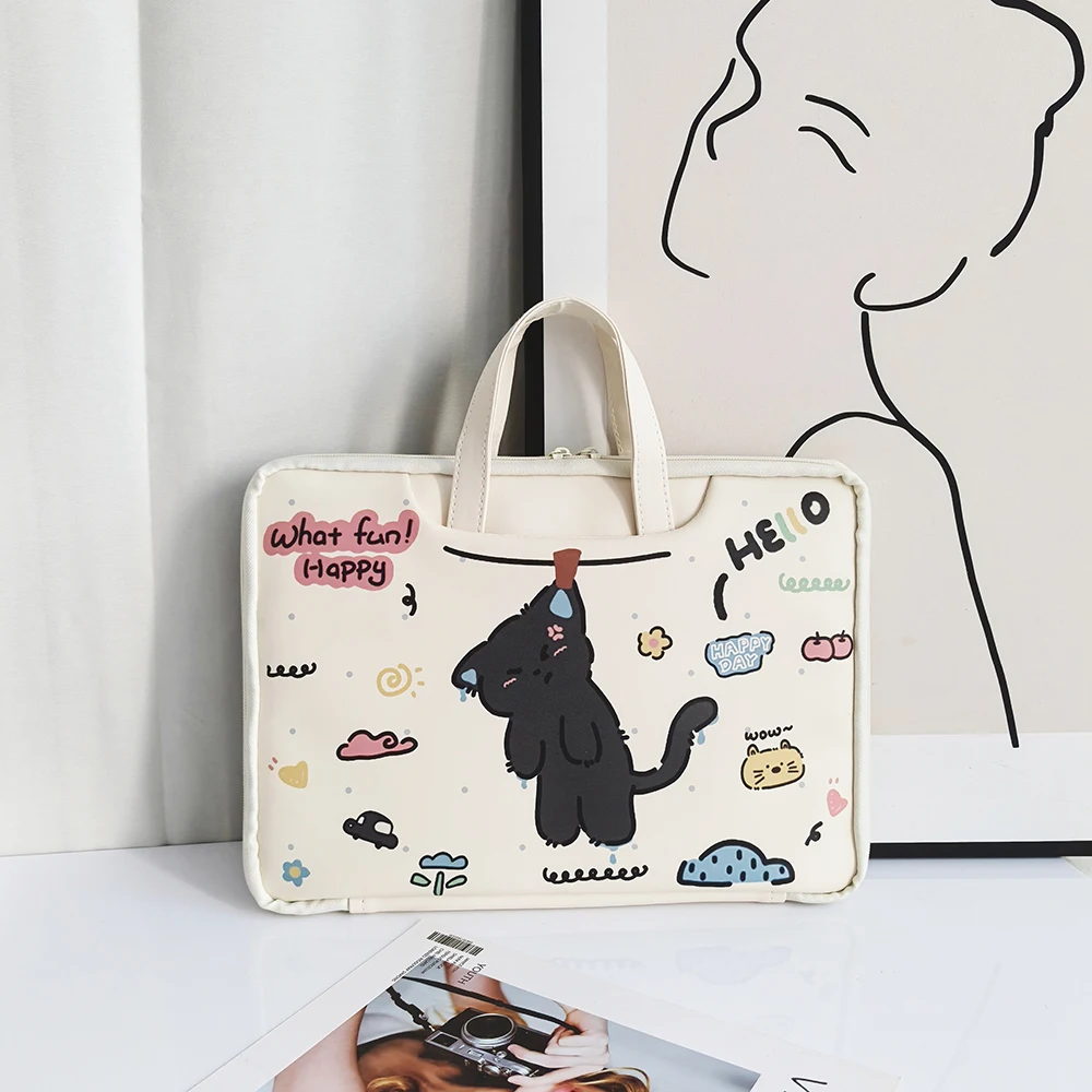 Cute Laptop Bag 13.3 14 15 15.6 Inch Waterproof Shockproof Notebook Case For Macbook Air 13.6 16Dell Xiaomi Huawei Handbag