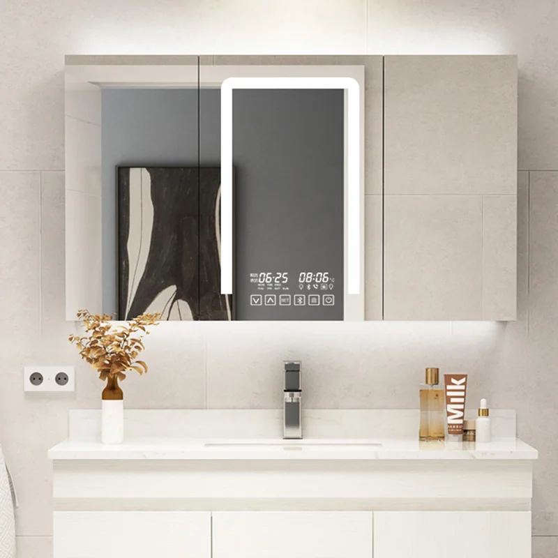 

Mirror Cabinet Vanity Storage Lighting Body Closet Organizer Standing Mirror Wood Meuble En Miroir Home Furniture