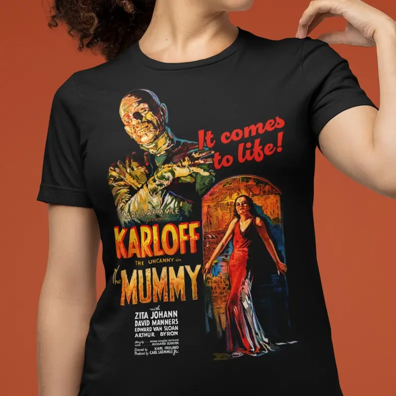 The Mummy T Shirt, The Mummy Movie Poster T Shirt, Classic Horror Movie Short Sleeve Tee