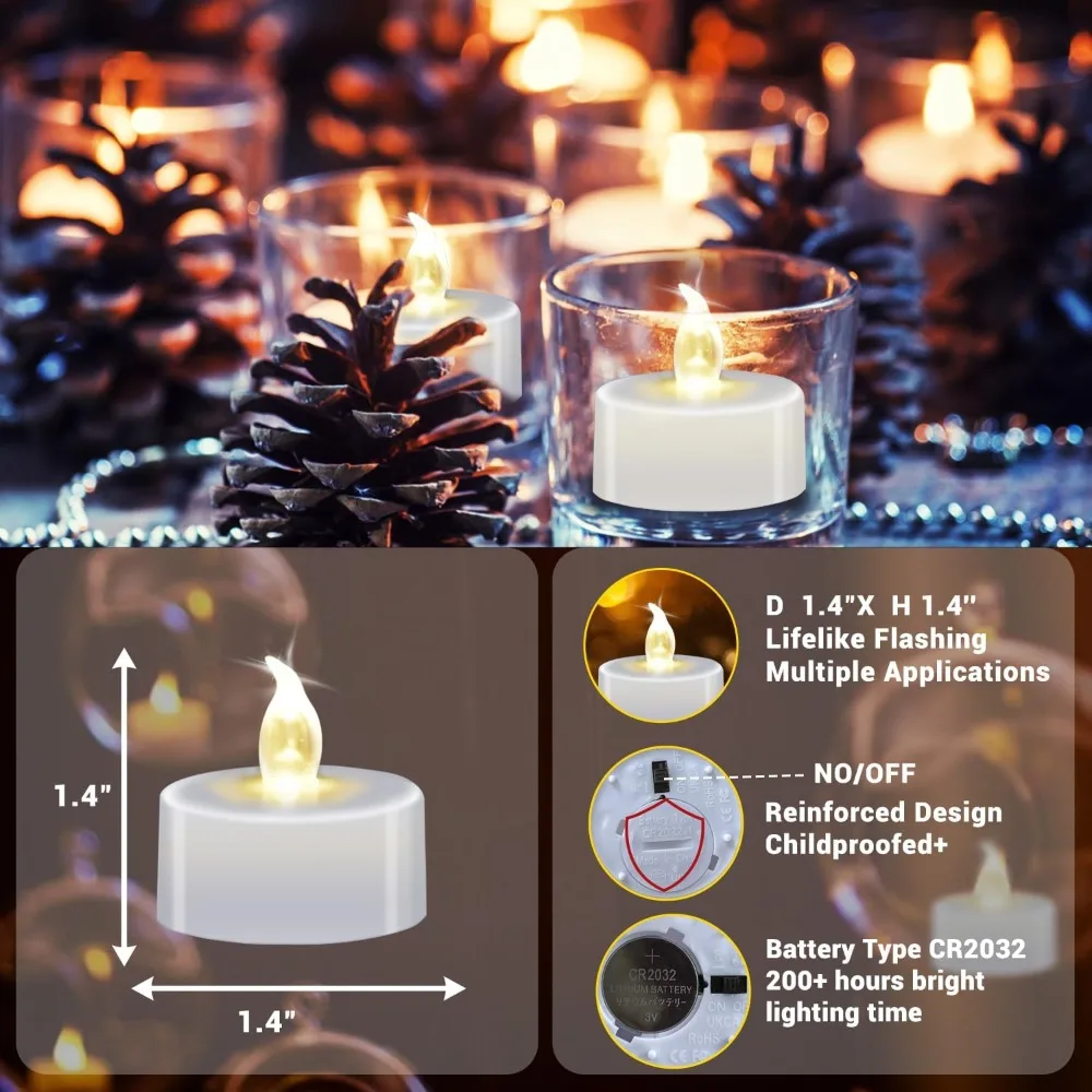 Flameless Battery Operated LED Tea Lights 12 Pack with Realistic Flickering Warm White Glow Lasts Over 200 Hours Perfect for Home Decor Wedding Centerpieces Party Supplies Romantic Ambiance Halloween Christmas view 6