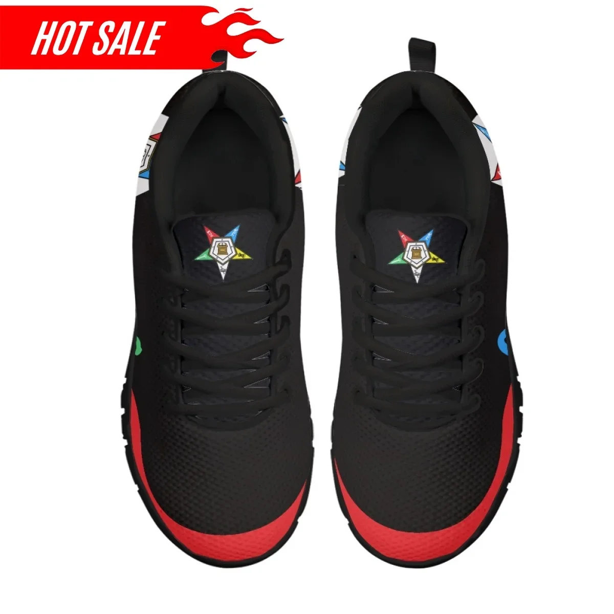 Trendy Women's Casual Sneakers OES Style Order Of The Eastern Star Emblem Print Ladies Flat Shoes Outdoor Footwear