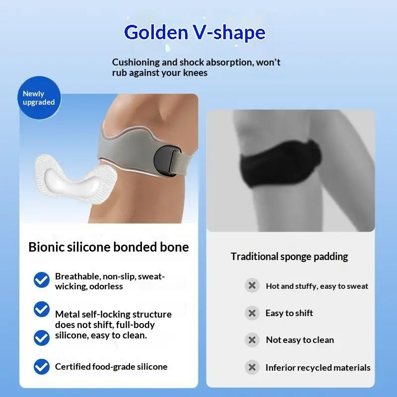 ~1Pcs Adjustable Silicone Patella Tendon Knee Straps Knee Support Fixed Protection Patella Knee Strap Highly Elastic Flexible