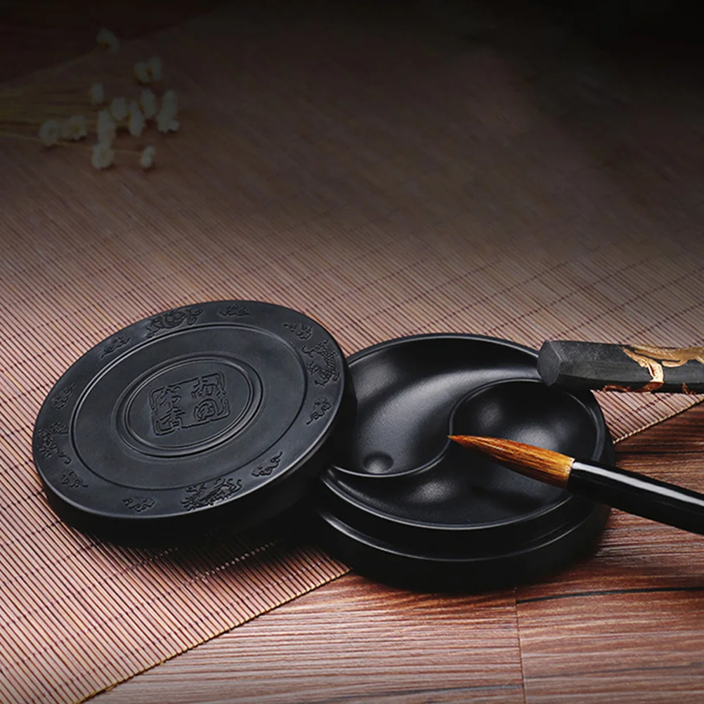 

2Pcs Premium Material Inkstone Practical Calligraphy Tool Fine Workmanship Not Easy to Wear and Tear Inkslab Painting Inkstone