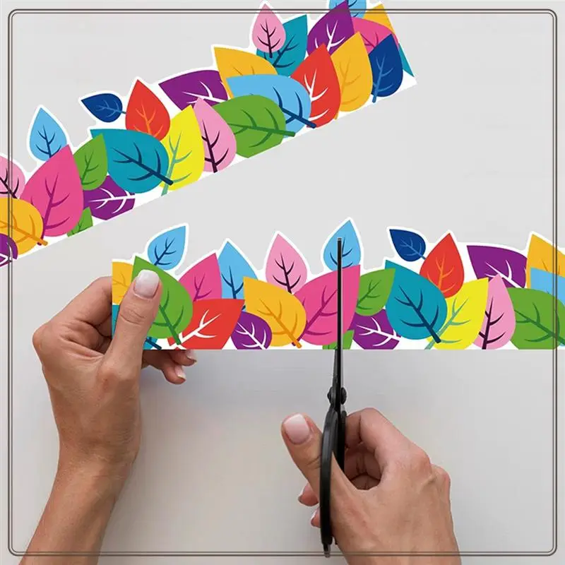 

Reliable-65.6 Feet Colorful Leaves Bulletin Board Border Trim Waterproof And Adhesive For Classroom Chalkboard, Wall, Party Deco